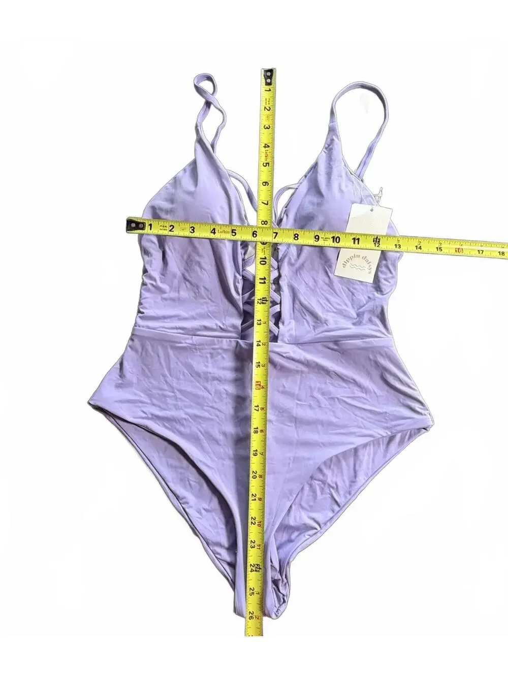 DIPPIN DAISYS lavender bliss cross front high cut sides one piece swimsuit NWT